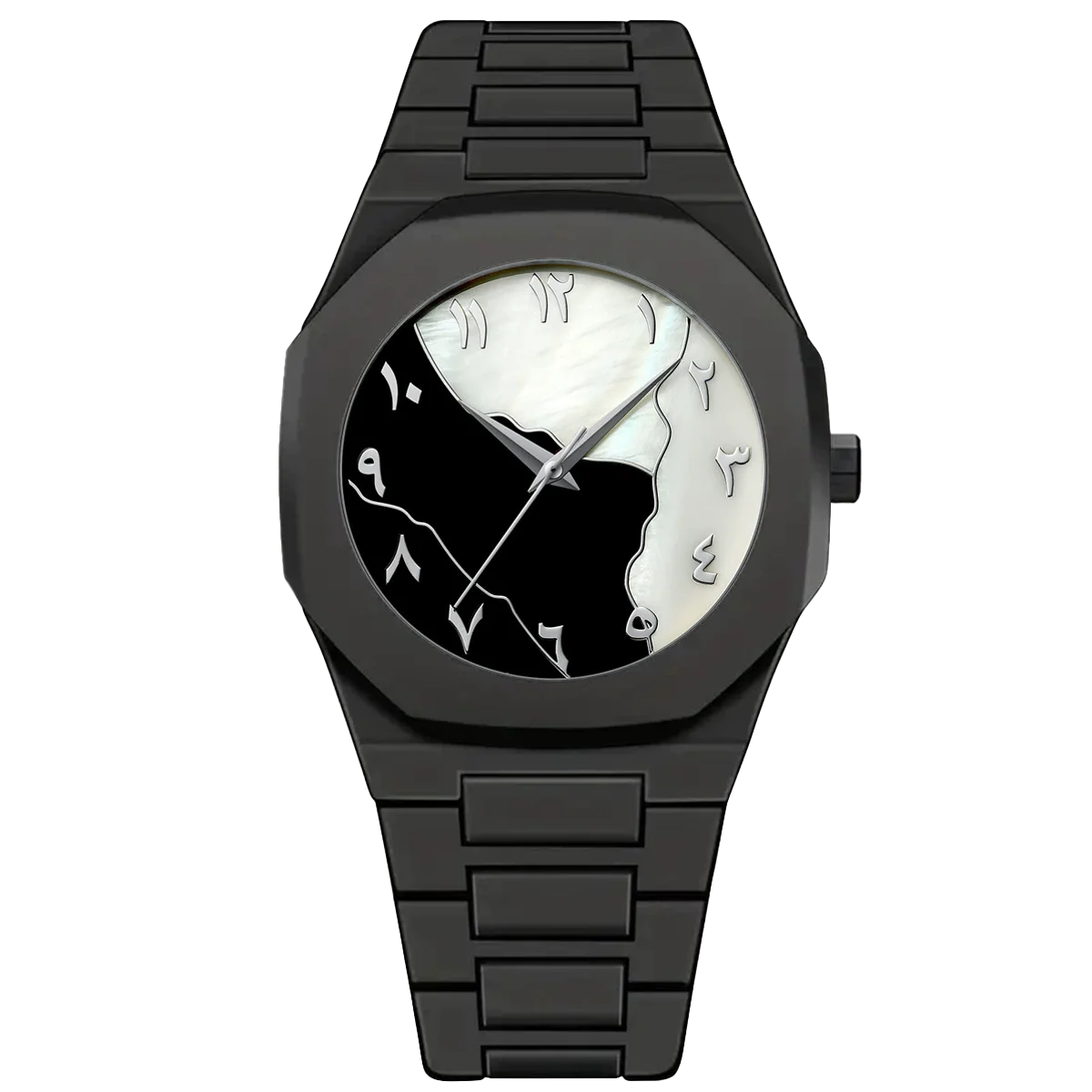 Montre Sahar, cadran noir et blanc