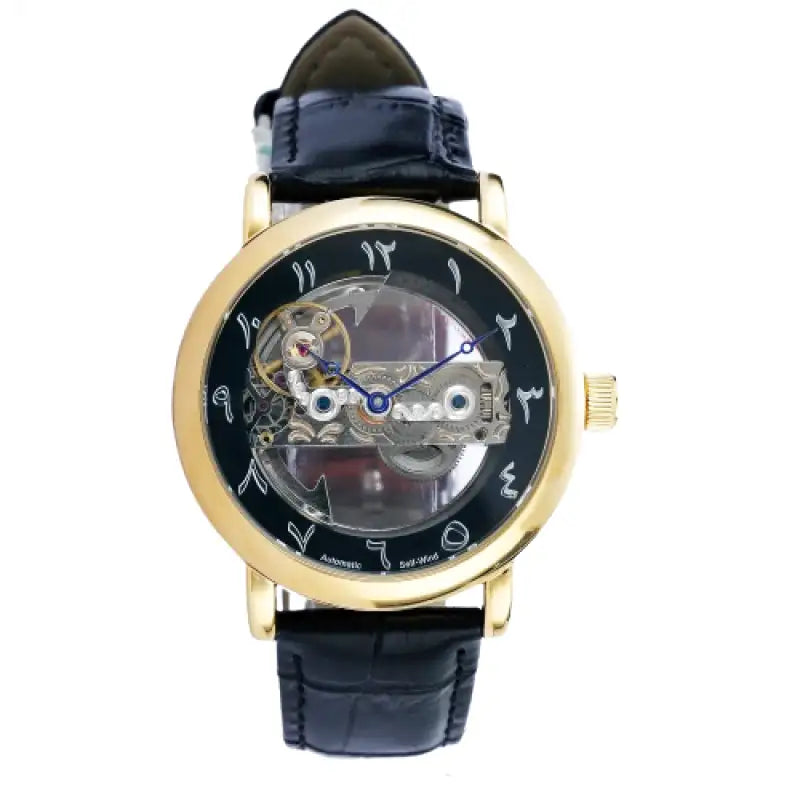 Montre Chiffres Arabes Homme Squelettique Noire